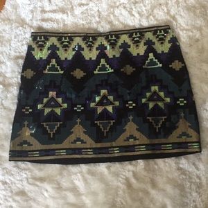 Express Aztec Sequin Printed Miniskirt- LG